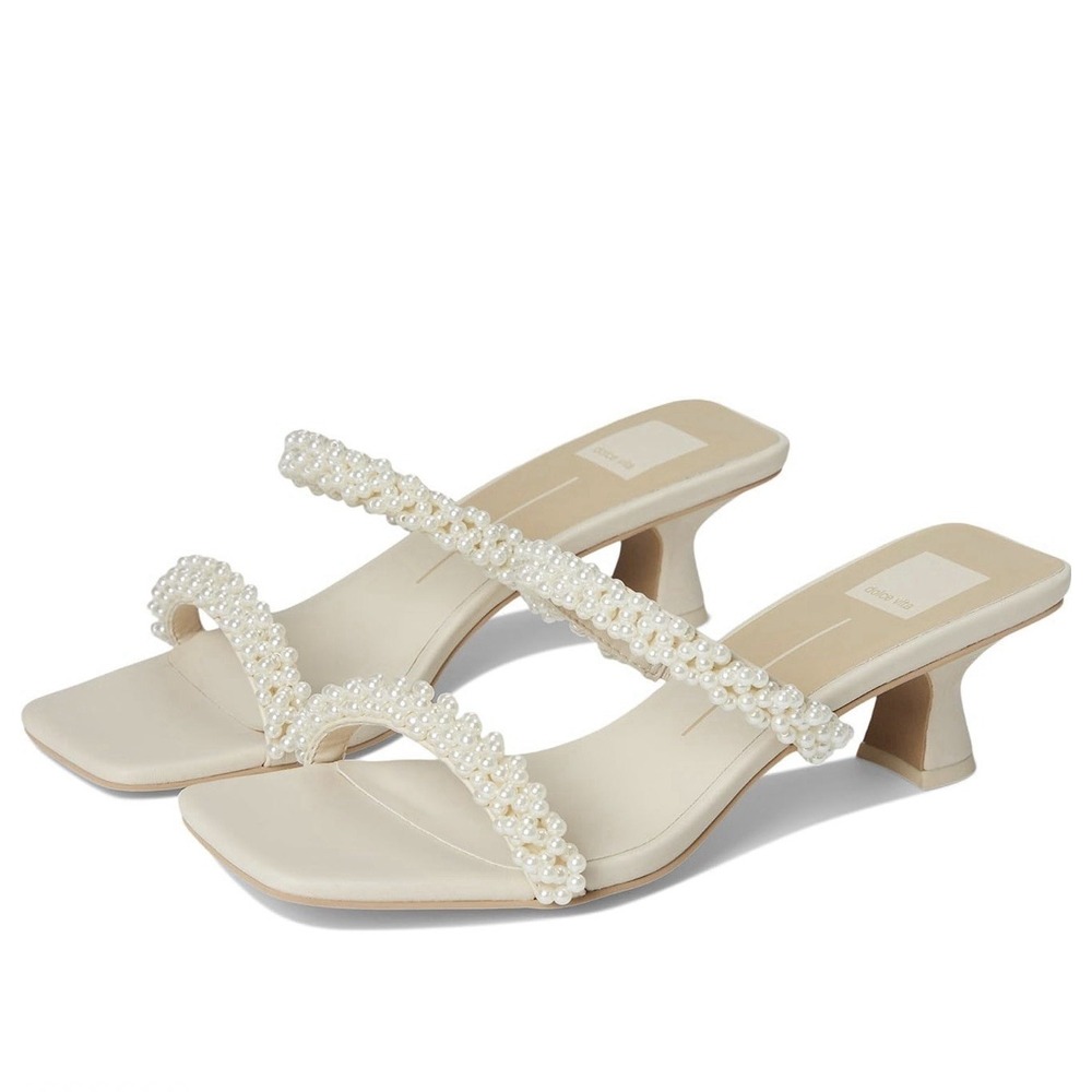 DOLCE VITA Size-6 Women's Boni Pearl Heel Sandals Vanilla